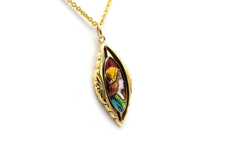 Pendentif Pendentif Art déco en or jaune 18 carats et émail 58 Facettes 22960