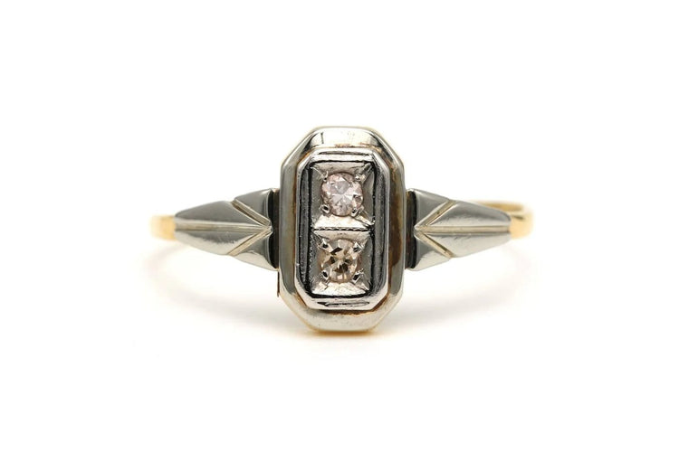 Bague 55 Bague Art déco en or jaune et or blanc 18 carats, diamants 58 Facettes B768