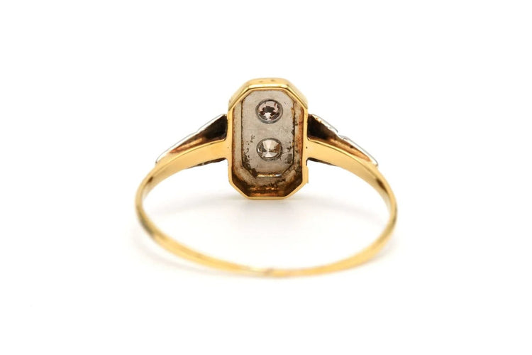 Bague 55 Bague Art déco en or jaune et or blanc 18 carats, diamants 58 Facettes B768