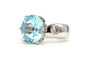 Bague 53 Bague contemporaine en or blanc 18 carats, topaze et diamants taille brillant 58 Facettes 23010