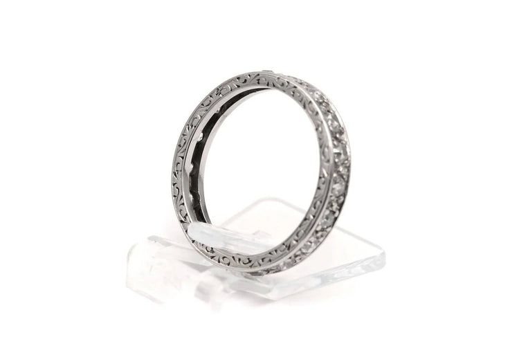 Bague 50 Bague Art déco sertie de diamants taille ancienne en or blanc 18 carats 58 Facettes B776