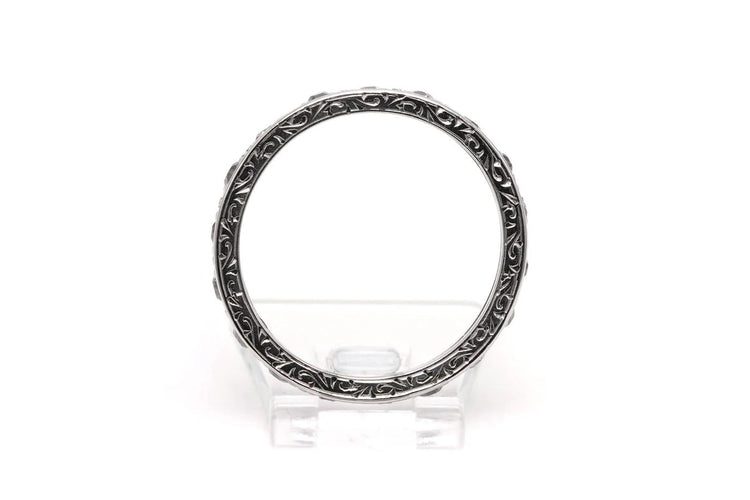 Bague 50 Bague Art déco sertie de diamants taille ancienne en or blanc 18 carats 58 Facettes B776