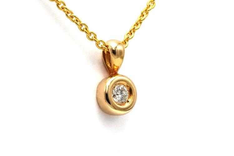 Pendentif Pendentif contemporain en or jaune 18 carats et diamant taille brillant 58 Facettes B788