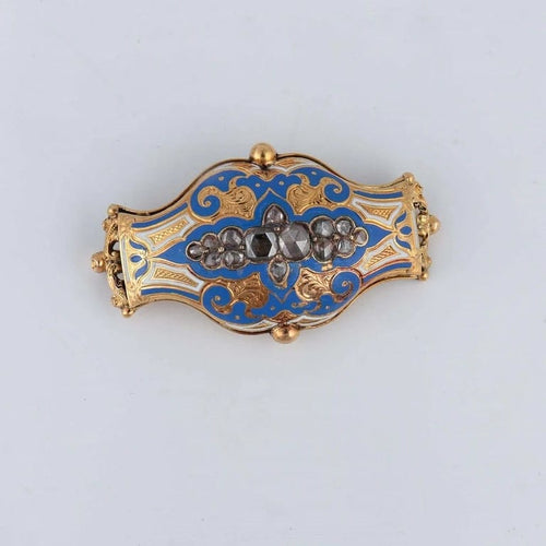 Broche Broche en or jaune et émail bleu 58 Facettes
