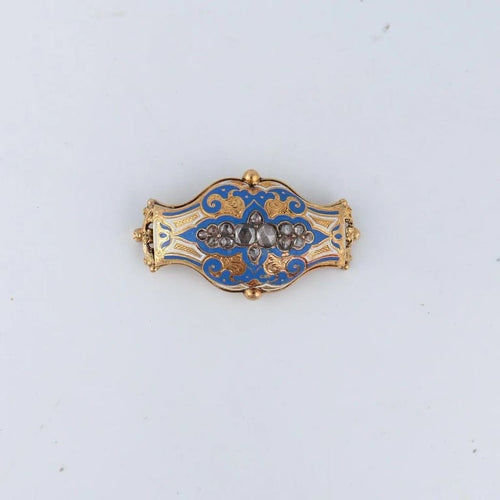 Broche Broche en or jaune et émail bleu 58 Facettes