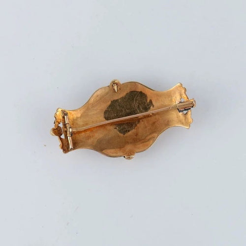 Broche Broche en or jaune et émail bleu 58 Facettes