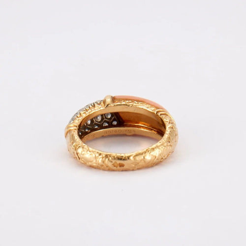 Bague 52 Van Cleef & Arpels - Bague en or jaune 18K diamants et corail 58 Facettes