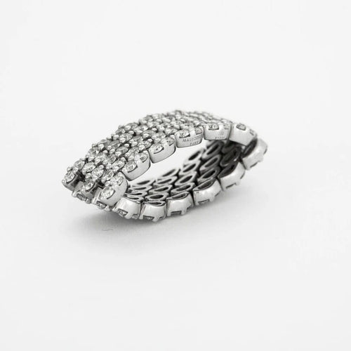 Bague 57 Mauboussin Je le veux - Bague articulée en or blanc 18 carats et diamants 58 Facettes