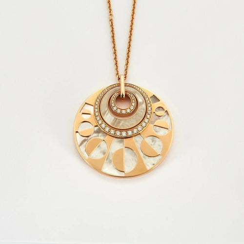 Collier Bulgari Intarsio - Sautoir en or rose 18 carats, nacre et diamants 58 Facettes