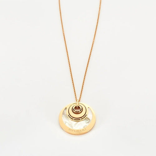 Collier Bulgari Intarsio - Sautoir en or rose 18 carats, nacre et diamants 58 Facettes