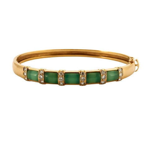 Bracelet Van Cleef & Arpels - Bracelet jonc en or jaune, chrysoprase et diamants 58 Facettes
