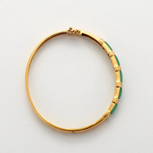 Bracelet Van Cleef & Arpels - Bracelet jonc en or jaune, chrysoprase et diamants 58 Facettes