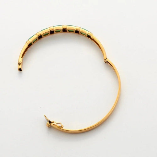 Bracelet Van Cleef & Arpels - Bracelet jonc en or jaune, chrysoprase et diamants 58 Facettes