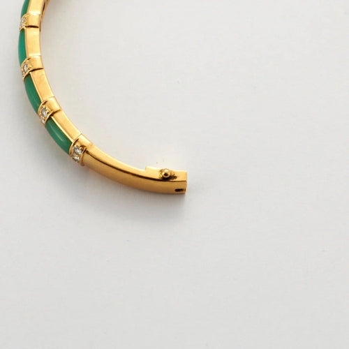 Bracelet Van Cleef & Arpels - Bracelet jonc en or jaune, chrysoprase et diamants 58 Facettes