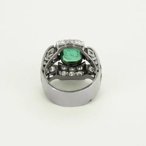 Bague 52 Bague Art déco en platine et or jaune, diamants et émeraude 58 Facettes
