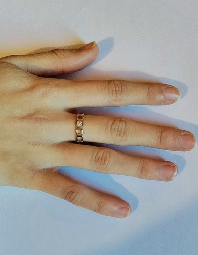 Bague 55 Dinh Van Impression Domino - Alliance en or blanc et diamants 58 Facettes 600