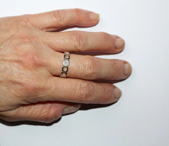 Bague 55 Dinh Van Impression Domino - Alliance en or blanc et diamants 58 Facettes 600