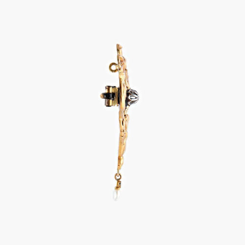 Pendentif Broche-pendentif Art nouveau en or jaune 18 k et platine 58 Facettes 447