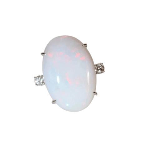 Bague 53.5 Bague opale blanche d’Australie en or gris 18k et diamants 58 Facettes 479