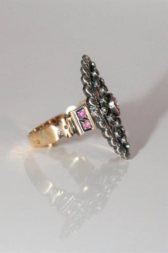 Bague 54 Belle Époque - Bague marquise en or jaune 18k et argent 58 Facettes 516