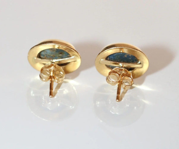 Boucles d'oreilles Puces d’oreilles en or jaune 14 carats et opales noires 58 Facettes 549