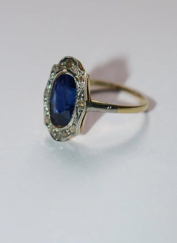Bague 53 Bague Belle Époque en or jaune et blanc, saphir et diamants 58 Facettes 579