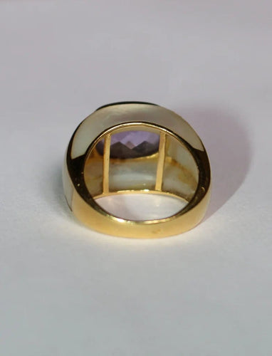 Bague 53 Bague jonc en or jaune 18 carats avec améthyste et nacre 58 Facettes 588