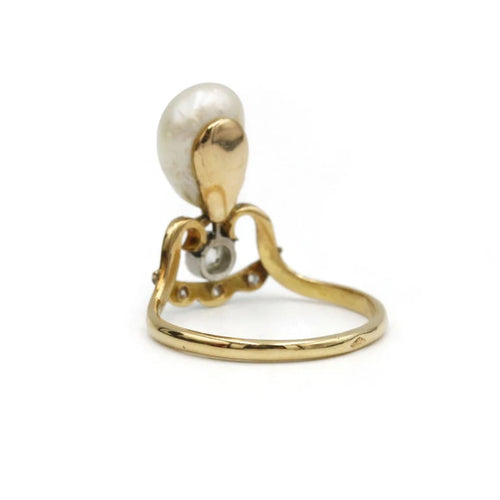 Bague 51 Bague en or jaune 750‰ avec perle et diamants 58 Facettes 1033