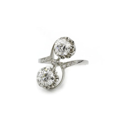 Bague 55 Bague Toi et Moi en platine 950 sertie de diamants 58 Facettes 1016
