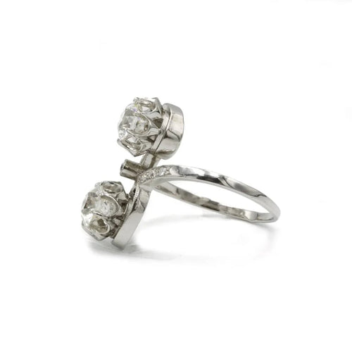 Bague 55 Bague Toi et Moi en platine 950 sertie de diamants 58 Facettes 1016