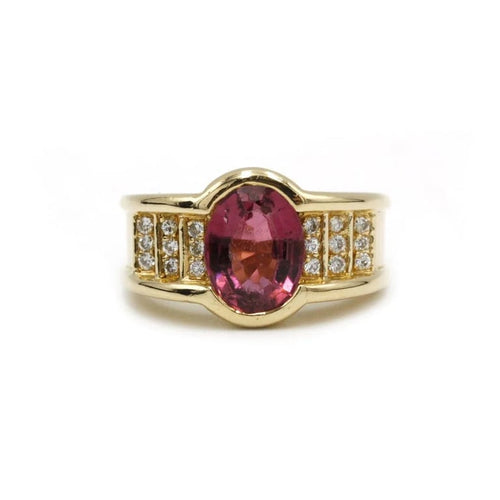 Bague 50 Bague en or jaune 750‰ avec tourmaline et diamants 58 Facettes 1175