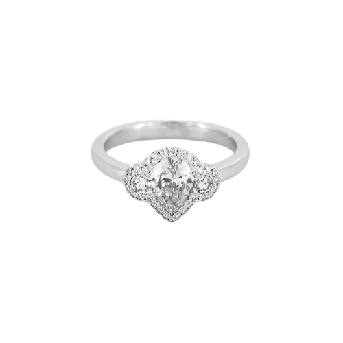 Bague 53 Bague solitaire poire 0,90 ct en or blanc 18k et diamants 58 Facettes LJ28