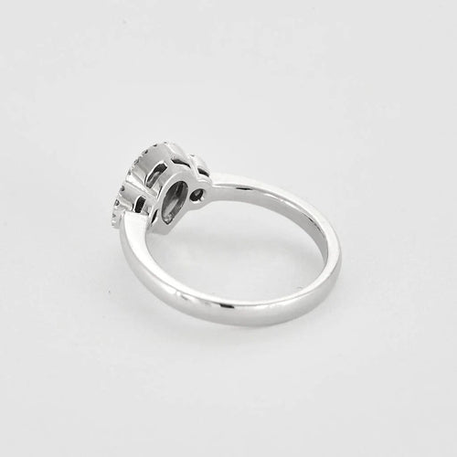 Bague 53 Bague solitaire poire 0,90 ct en or blanc 18k et diamants 58 Facettes LJ28