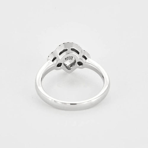 Bague 53 Bague solitaire poire 0,90 ct en or blanc 18k et diamants 58 Facettes LJ28