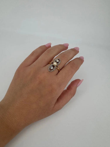 Bague 56 Bague XIXe - Or 750, perle et diamants 58 Facettes 1187