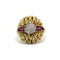 Bague 55 Bague rétro années 60 texturée en or jaune 750, diamants et rubis 58 Facettes 1235
