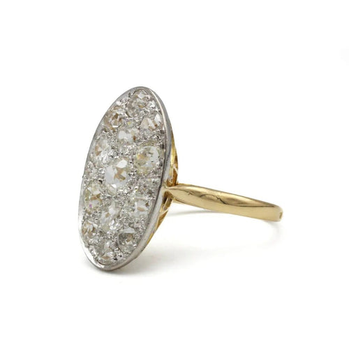 Bague 57 Bague baignoire en or 750 et platine avec diamants 58 Facettes 1271