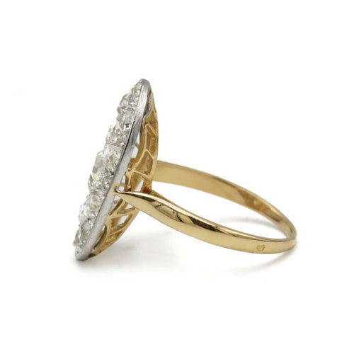 Bague 57 Bague baignoire en or 750 et platine avec diamants 58 Facettes 1271