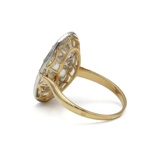 Bague 57 Bague baignoire en or 750 et platine, diamants taille ancienne env. 3 ct 58 Facettes 1271