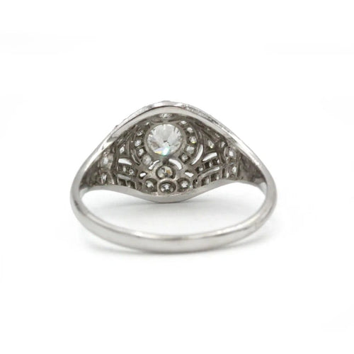Bague 57 Bague dôme Art déco en or blanc 750 et diamants 58 Facettes 1320