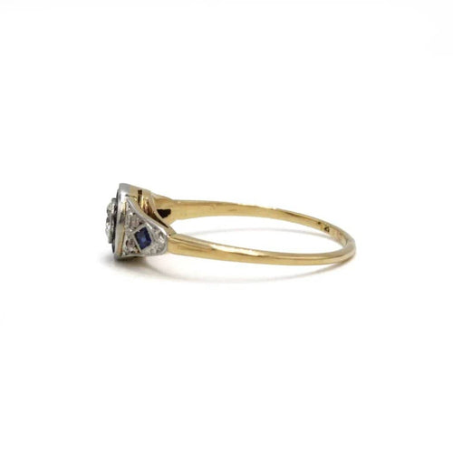 Bague 53 Bague Art déco en or 750 avec diamants taille ancienne et saphirs calibrés 58 Facettes 1312