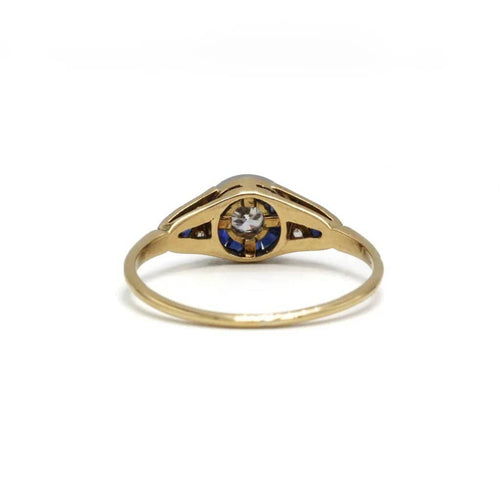 Bague 53 Bague Art déco en or 750 avec diamants taille ancienne et saphirs calibrés 58 Facettes 1312