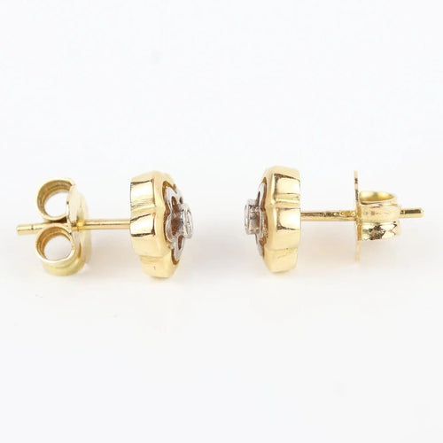 Boucles d'oreilles Boucles d'oreilles fleur en or jaune et blanc 18 carats et diamants 58 Facettes 131208