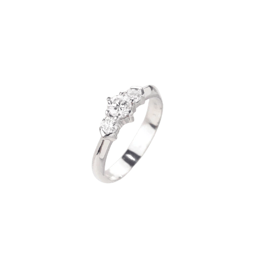 Bague Bague trois pierres en or blanc 18 carats avec diamants 58 Facettes 146/23