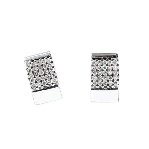 Boucles d'oreilles Boucles d'oreilles rectangulaires en or blanc 18 carats et diamants 58 Facettes J010000312