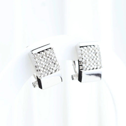 Boucles d'oreilles Boucles d'oreilles rectangulaires en or blanc 18 carats et diamants 58 Facettes J010000312