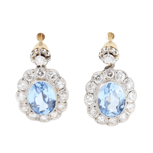 Boucles d'oreilles Boucles d'oreilles vintage à motif floral en or jaune 18 carats et diamants 58 Facettes J00003070