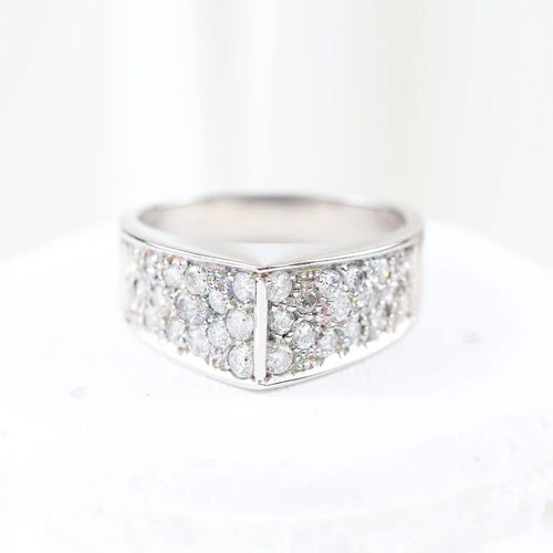 Bague 56 Bague pavée en or blanc 18 carats et diamants 58 Facettes VV1-A