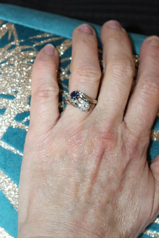 Bague 53 Bague Toi et Moi - Duo en or gris avec saphir et diamant 58 Facettes 583