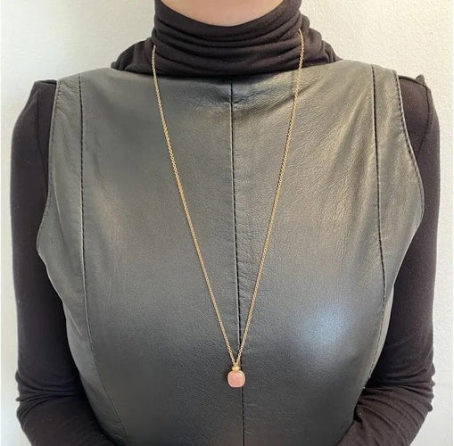 Collier Nudo Classic - Collier en or rose, quartz rose, calcédoine et diamants 58 Facettes